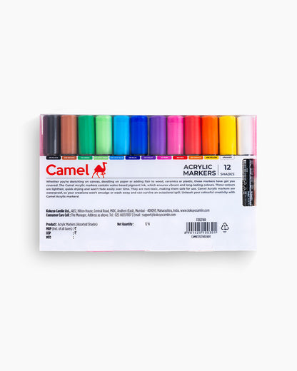 Camel  Acrylic  Markers  Assorted  pack  of  12  shades