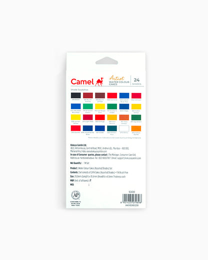 Camel  Artist  Water  Colours  Assorted  box  of  cakes,  24  shades  with  Brush