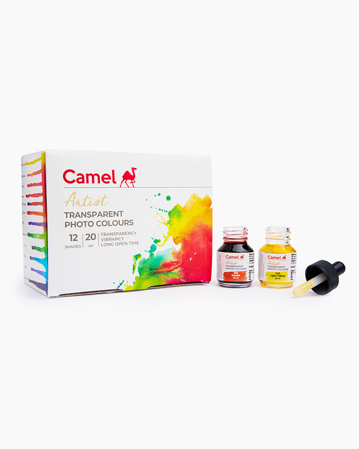 Camel  Transparent  Photo  Colours  Assorted  pack  of  12  shades  in  20  ml