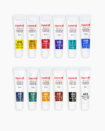 Camel  Artist  Gouache  Colours  Assorted  pack  of  12  shades