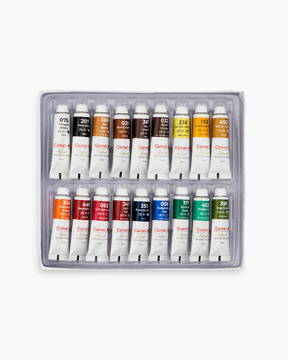Camel  Artist  Water  Colours  Assorted  pack  of  tubes,  18  shades  in  9  ml