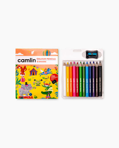 Camlin  Colour  Pencils  Assorted  pack  of  12  shades  with  Sharpener,  Half  size