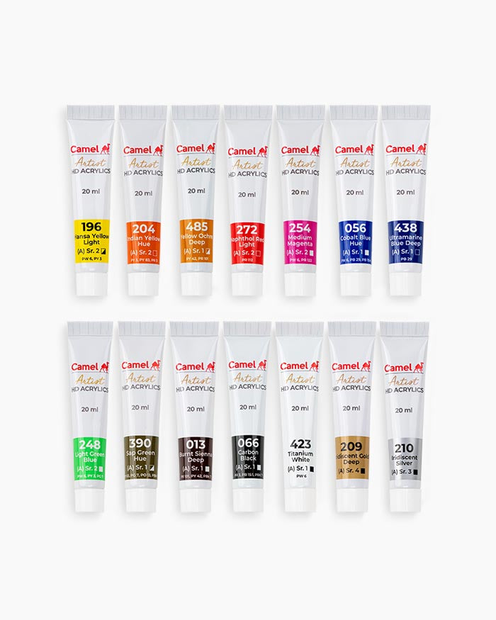 Camel  Artist  HD  Acrylics  Assorted  pack  of  14  shades