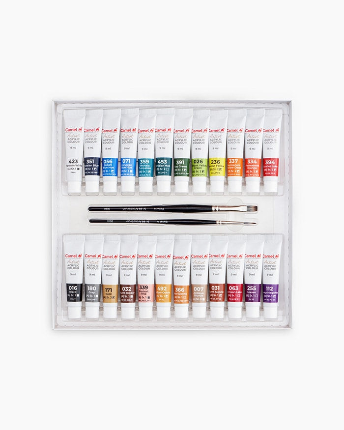 Camel  Artist  Acrylic  Colours  Assorted  pack  of  24  shades  in  9  ml