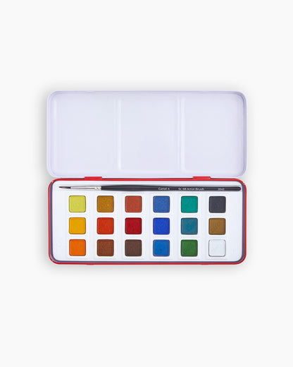 Camel  Artist  Water  Colours  Assorted  box  of  cakes,  18  shades  with  Brush
