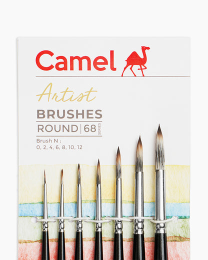 Camel  Artist  Brushes  Assorted  pack  of  7  brushes,  Round  -  Series  68