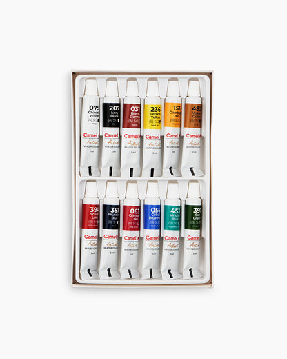 Camel  Artist  Water  Colours  Assorted  pack  of  tubes,  12  shades  in  5  ml