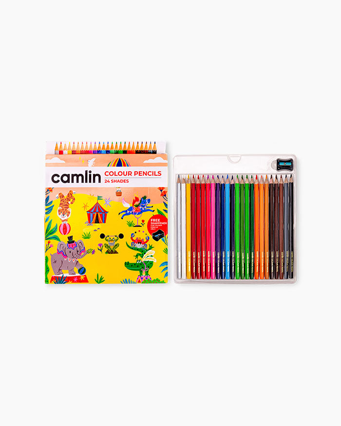 Camlin  Colour  Pencils  Assorted  pack  of  24  shades  with  Sharpener,  Full  size