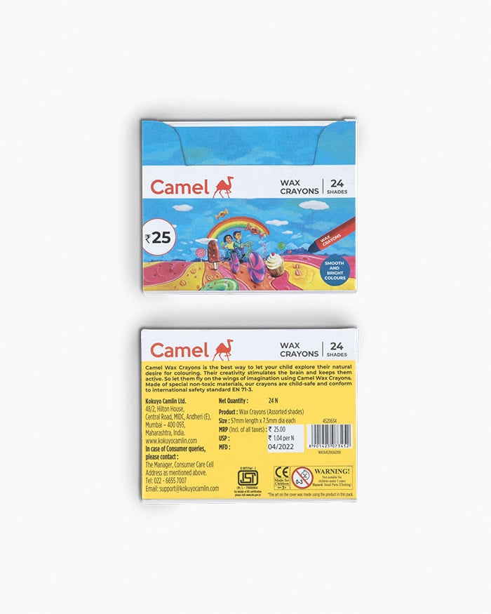 Camel  Wax  Crayons  Assorted  pack  of  24  shades