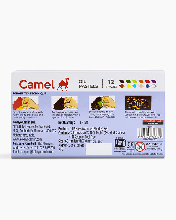 Camel Oil Pastels Assorted carton pack of 12 shades