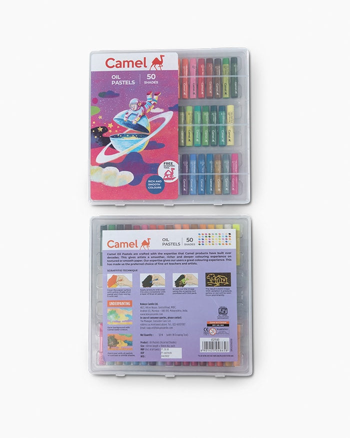 Camel Oil Pastels Assorted plastic pack of 50 shades