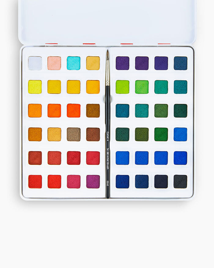 Camel  Artist  Water  Colours  Assorted  box  of  cakes,  48  shades  with  Brush