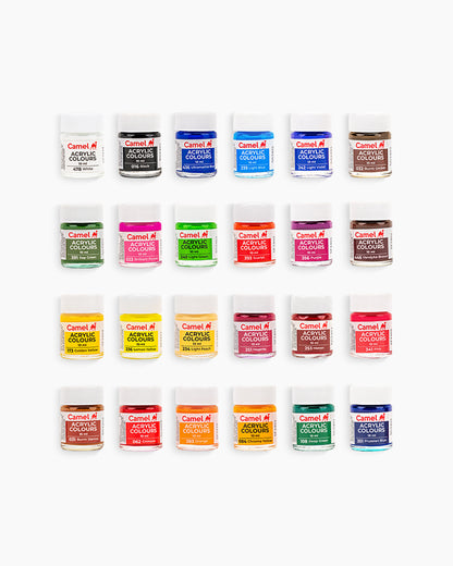 Camel  Acrylic  Colours  Assorted  pack  of  24  shades  in  10  ml