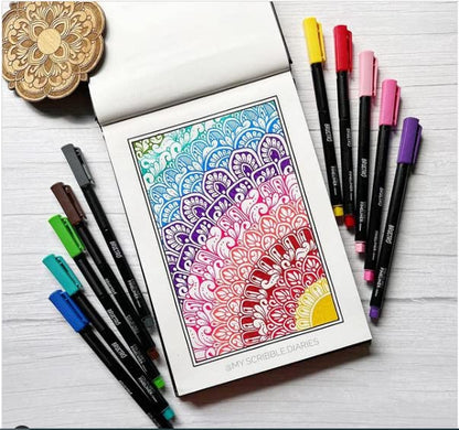 BRUSTRO Coloured Fineliner Set of 12 Assorted Colours 0.4mm