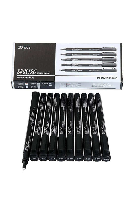 Brustro Professional Pigment Based Fineliner Pen loose pack of 1   Black color (Micron)