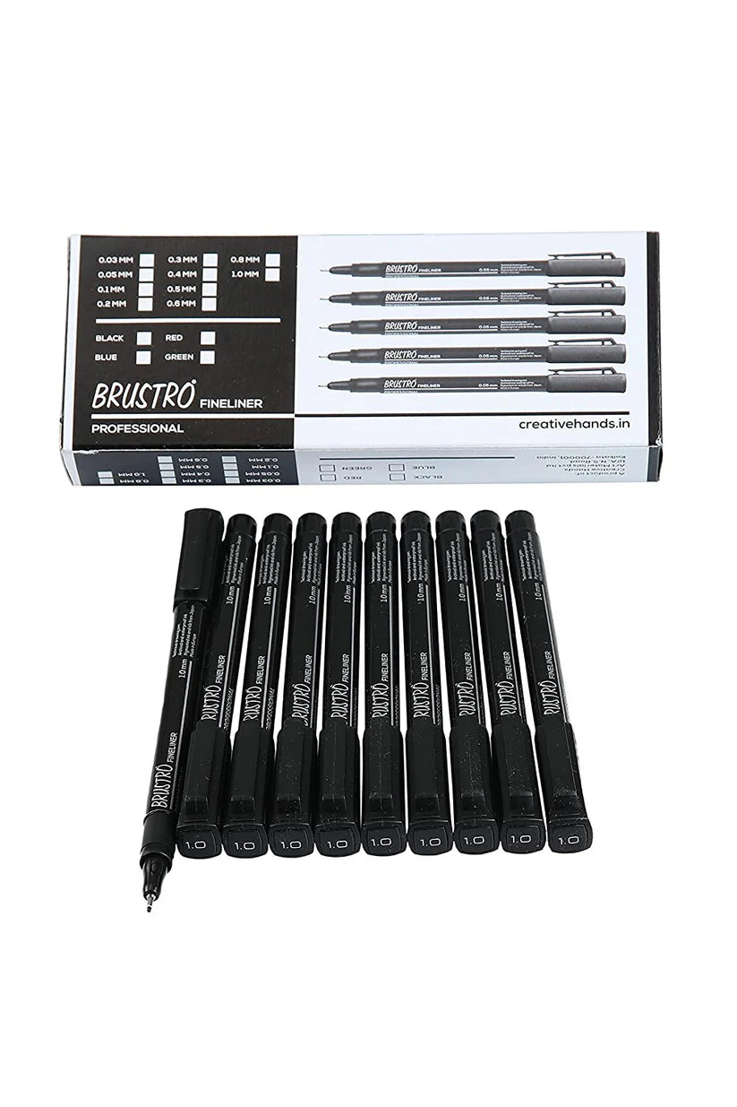 Brustro Professional Pigment Based Fineliner Pen loose pack of 1   Black color (Micron)