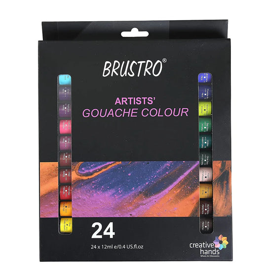 BRUSTRO Artist's Gouache Colour Set of 24 Colors X 12ml Tubes