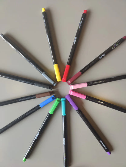 BRUSTRO Coloured Fineliner Set of 12 Assorted Colours 0.4mm