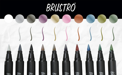 BRUSTRO Metallic Brush Marker Pens Set of 10 Metallic Shades