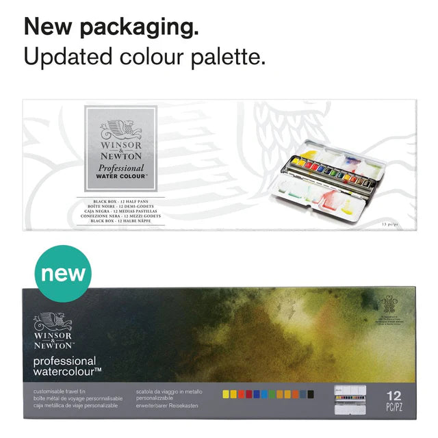 Winsor & Newton Artists Professional Watercolour Set  Customisable Travel Tin  12 Half Pan set