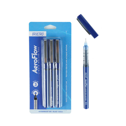 BRUSTRO AeroFlow Liquid Ink Rollerball Pens 0.5 Micro Tip (Vibrant Blue ink)