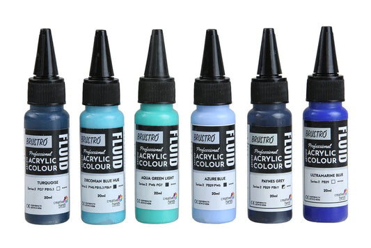 Brustro Professional Artists’ Fluid Acrylic 20 ml Beyond The Blues (Pack of 6)