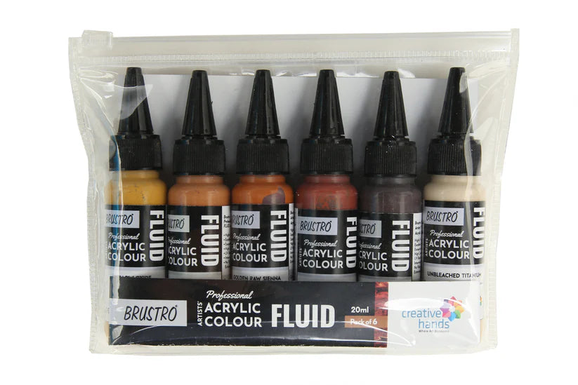 Brustro Professional Artists’ Fluid Acrylic 20 ml Down to Earth Pack of 6