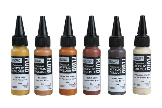 Brustro Professional Artists’ Fluid Acrylic 20 ml Down to Earth Pack of 6
