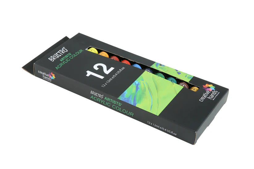 BRUSTRO Artist's Acrylic Colour  Set of 12 Colours X 12ml Tubes