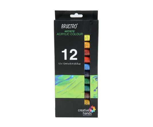 BRUSTRO Artist's Acrylic Colour  Set of 12 Colours X 12ml Tubes
