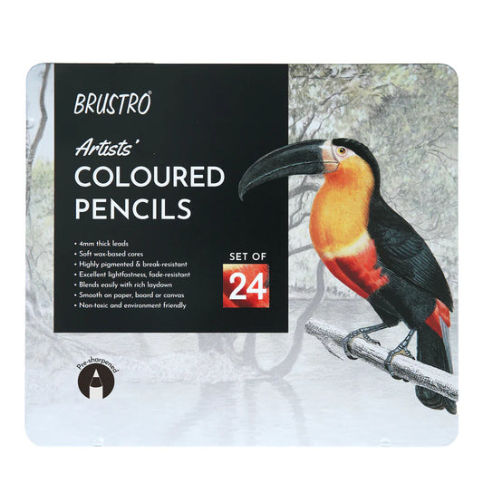 BRUSTRO Artists Colour Pencil | Set of 24 (in an Elegant tin Box)