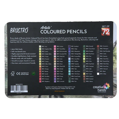 BRUSTRO Artists Colour Pencil Set of 72 (in an Elegant tin Box)