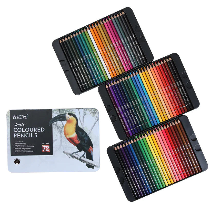 BRUSTRO Artists Colour Pencil Set of 72 (in an Elegant tin Box)