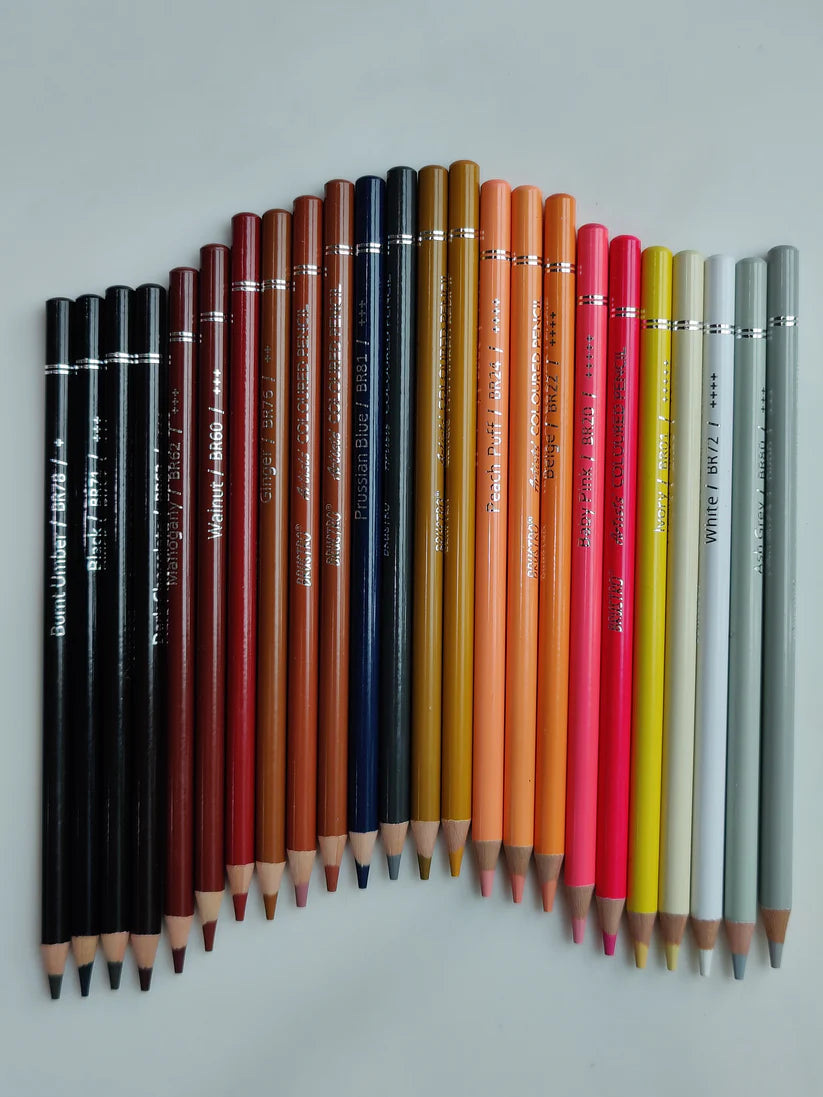 BRUSTRO Artist's Colour Pencil Skin Tone Set of 24 (in an Elegant tin Box)