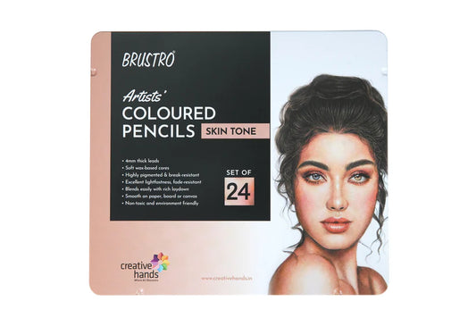 BRUSTRO Artist's Colour Pencil Skin Tone Set of 24 (in an Elegant tin Box)