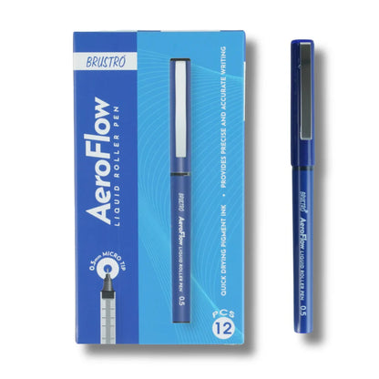 BRUSTRO AeroFlow Liquid Ink Rollerball Pens 0.5 Micro Tip (Vibrant Blue ink)