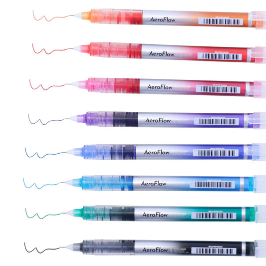 BRUSTRO Aero Flow Coloured Micro-Tip Roller Ball Pen Tip size - 0.5 mm - Set of 8