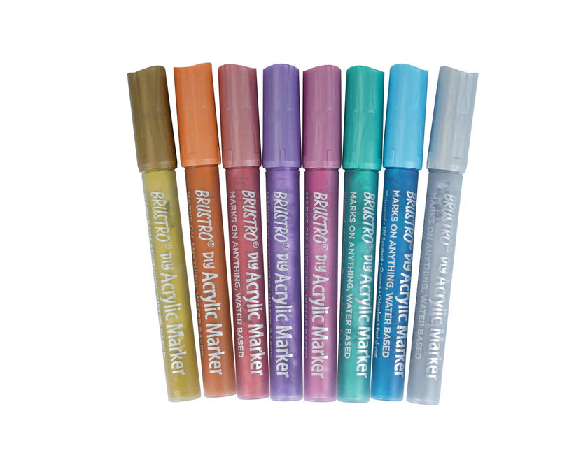 Brustro Acrylic (DIY) Marker Set of 8 (Metallic Shades)