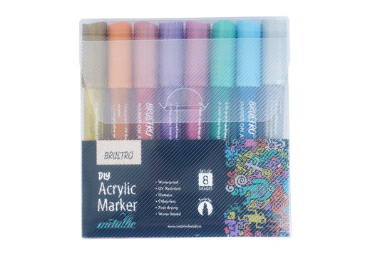 Brustro Acrylic (DIY) Marker Set of 8 (Metallic Shades)