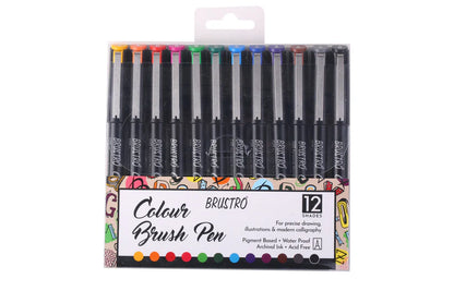 BRUSTRO Colour Brush Pens Set of 12