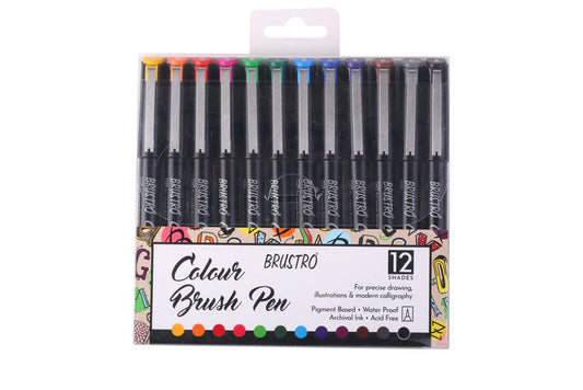 BRUSTRO Colour Brush Pens Set of 12
