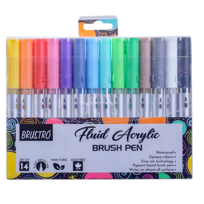BRUSTRO Fluid Acrylic Brush Pen Set of 14