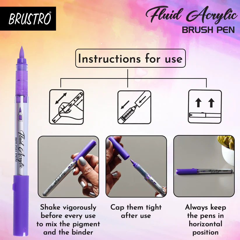 BRUSTRO Fluid Acrylic Brush Pen Set of 14