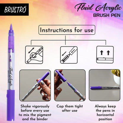 BRUSTRO Fluid Acrylic Brush Pen Set of 14