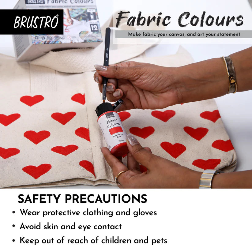 BRUSTRO Artists Fabric Colours - Set of 12, 30ml Paint Bottles