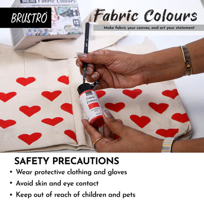 BRUSTRO Artists Fabric Colours - Set of 12, 30ml Paint Bottles