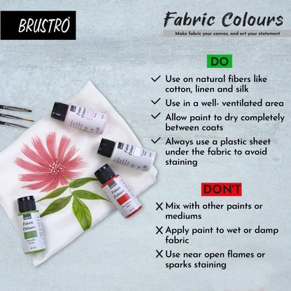BRUSTRO Artists Fabric Colours - Set of 12, 30ml Paint Bottles