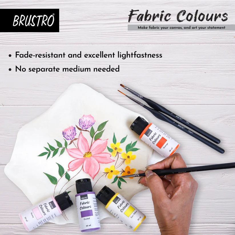 BRUSTRO Artists Fabric Colours - Set of 12, 30ml Paint Bottles