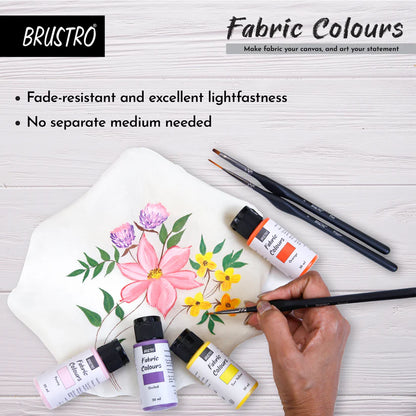 BRUSTRO Artists Fabric Colours - Set of 12, 30ml Paint Bottles