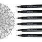 Brustro Professional Pigment Based Fineliner Pen Set of 6 different point size Black color (Micron)